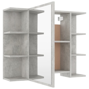 Dulap de baie cu oglindă, gri beton, 80 x 20,5 x 64 cm, PAL - Img 6