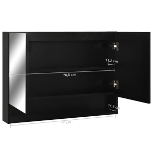 Dulap de baie cu oglindă și LED-uri, negru 80 x 15 x 60 cm MDF - Img 9