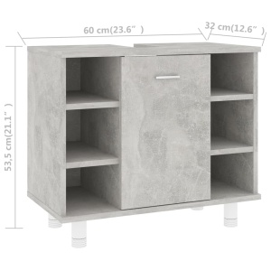 Dulap de baie, gri beton, 60 x 32 x 53,5 cm, PAL - Img 7