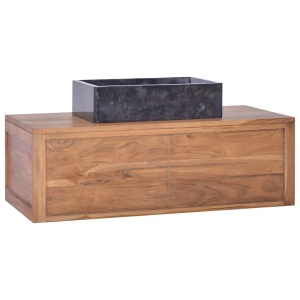 Dulap de baie suspendat, 90 x 45 x 30 cm, lemn masiv de tec - Img 5
