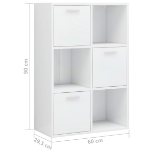 Dulap de depozitare, alb extralucios, 60 x 29,5 x 90 cm, PAL - Img 10