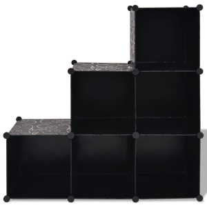 Dulap de depozitare tip cub, 6 compartimente, negru - Img 2