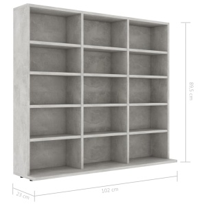 Dulap pentru CD-uri, gri beton, 102 x 23 x 89,5 cm, PAL - Img 5