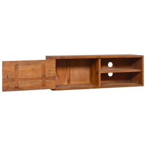 Dulap TV montat pe perete, 90x30x30 cm, lemn masiv de tec - Img 2