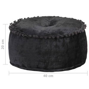 Fotoliu puf rotund, antracit, 40 x 20 cm, catifea - Img 4