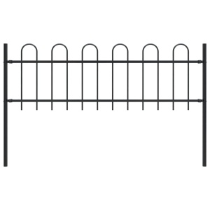 Gard de grădină cu vârf curbat, negru, 1,7 x 0,6 m, oțel