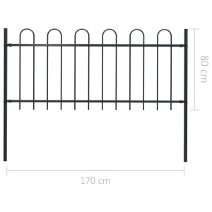 Gard de grădină cu vârf curbat, negru, 1,7 x 1 m, oțel - Img 5