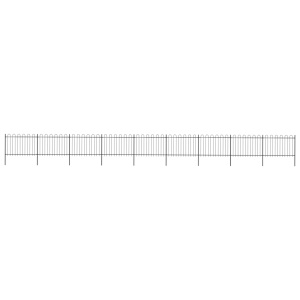 Gard de grădină cu vârf curbat, negru, 15,3 x 1,2 m, oțel