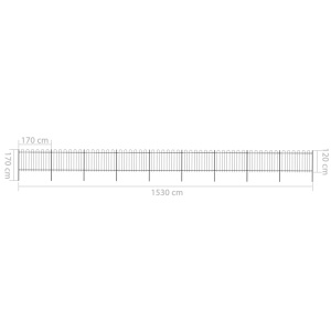 Gard de grădină cu vârf curbat, negru, 15,3 x 1,2 m, oțel - Img 5