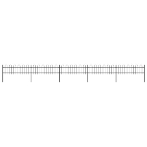 Gard de grădină cu vârf curbat, negru, 8,5 x 0,6 m, oțel