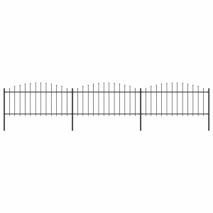 Gard de grădină cu vârf suliță, negru, (0,5-0,75) x 5,1 m, oțel