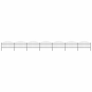 Gard de grădină cu vârf suliță, negru, (1-1,25) x 11,9 m oțel