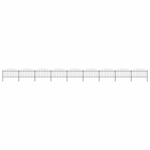 Gard de grădină cu vârf suliță, negru, (1,25-1,5)x15,3 m oțel