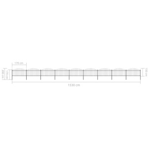 Gard de grădină cu vârf suliță, negru, (1,25-1,5)x15,3 m oțel - Img 5