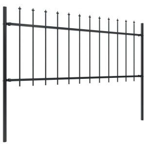 Gard de grădină cu vârf suliță, negru, 6,8 x 0,8 m, oțel - Img 2