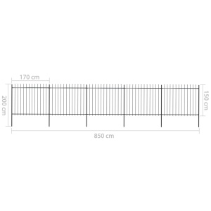 Gard de grădină cu vârf suliță, negru, 8,5 x 1,5 m, oțel - Img 5