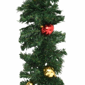 Ghirlande de Crăciun cu globuri, 4 buc., verde, 270 cm, PVC - Img 6