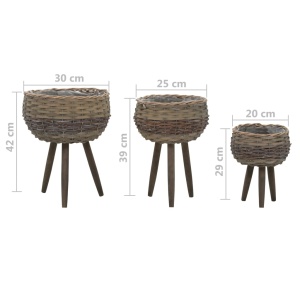 Jardinieră, 3 buc., răchită cu o căptușeală din PE - Img 6