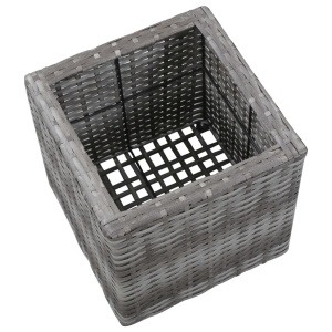 Jardiniere de grădină inalte, 3 buc., gri, poliratan - Img 10