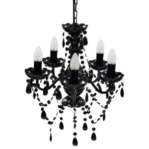 Lustră Cristal Artificial pentru 5 becuri Negru - Img 2