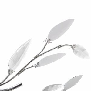 Lustră cristale acrilice formă frunze, transparent & alb, 5 becuri E14 - Img 3