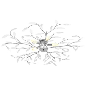 Lustră cu brațe tip frunze cristal acrilic alb 5 becuri E14 - Img 2