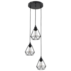Lustră cu design diamant, negru, 3 x bec E27 - Img 3
