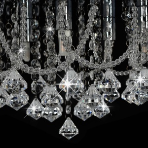 Lustră cu mărgele de cristal, argintiu, rotund, 4 becuri x G9 - Img 8