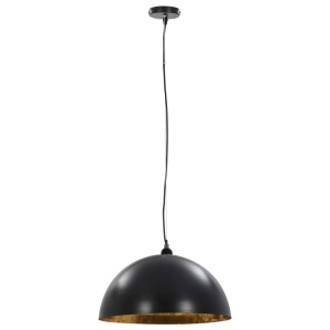 Lustre, 2 buc., negru și auriu, 50 cm, semisferic, E27 - Img 3