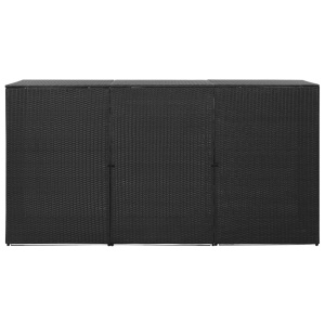 Magazie de pubele triplă, negru, 229 x 78 x 120 cm, poliratan - Img 3