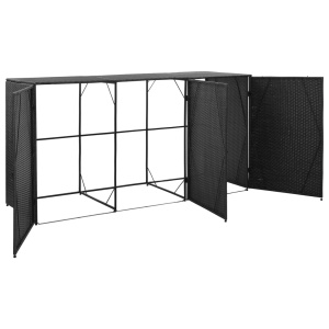 Magazie de pubele triplă, negru, 229 x 78 x 120 cm, poliratan - Img 8