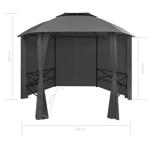 Marchiză pavilion de grădină cu perdele, 360x265 cm, hexagonal - Img 7