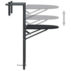 Masă balcon suspendată negru 60x64x83,5 cm plastic aspect ratan - Img 8