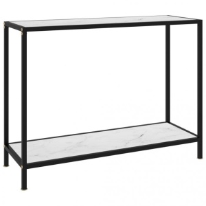 Masă consolă, alb, 100 x 35 x 75 cm, sticlă securizată