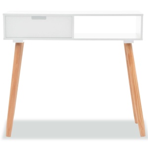Masă consolă, lemn masiv de pin 80x30x72 cm, alb - Img 3