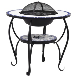 Masă cu vatră de foc, mozaic, albastru și alb, 68 cm, ceramică - Img 2