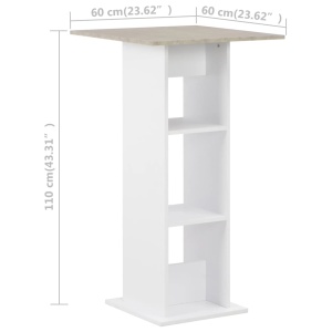 Masă de bar, alb, 60 x 60 x 110 cm - Img 5