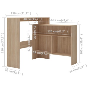 Masă de bar cu 2 blaturi, stejar, 130x40x120 cm - Img 10