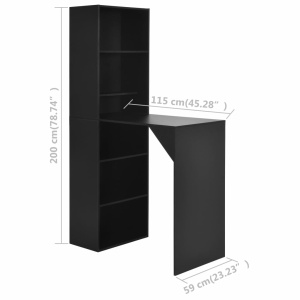 Masă de bar cu dulap, negru, 115 x 59 x 200 cm - Img 5