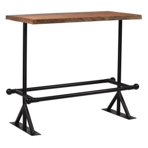 Masă de bar, lemn masiv reciclat, maro inchis, 120x60x107 cm - Img 12