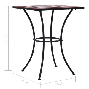Masă de bistro mozaic, cărămiziu și alb, 60 cm, ceramică - Img 7