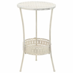 Masă de bistro stil vintage, metal, rotund, 40 x 70 cm, alb