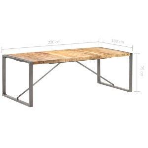 Masă de bucătărie, 220x100x75 cm, lemn masiv de mango nefinisat - Img 6