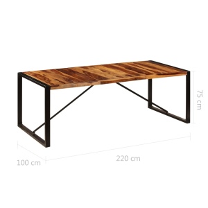 Masă de bucătărie, 220x100x75 cm, lemn masiv de sheesham - Img 5