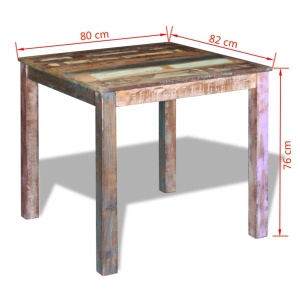 Masă de bucătărie din lemn masiv reciclat, 80 x 82 x 76 cm - Img 7