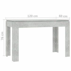 Masă de bucătărie, gri beton, 120 x 60 x 76 cm, PAL - Img 5