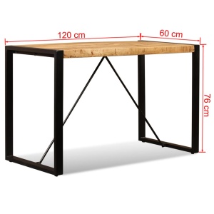 Masă de bucătărie, lemn masiv de mango nefinisat, 120 cm - Img 11