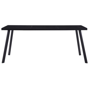 Masă de bucătărie, negru, 160 x 80 x 75 cm, sticlă securizată - Img 2
