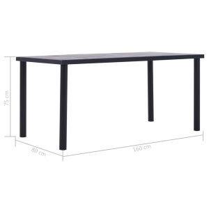 Masă de bucătărie, negru &amp; gri beton, 160 x 80 x 75 cm, MDF - Img 5