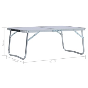 Masă de camping pliabilă, alb, 60 x 40 cm, aluminiu - Img 6
